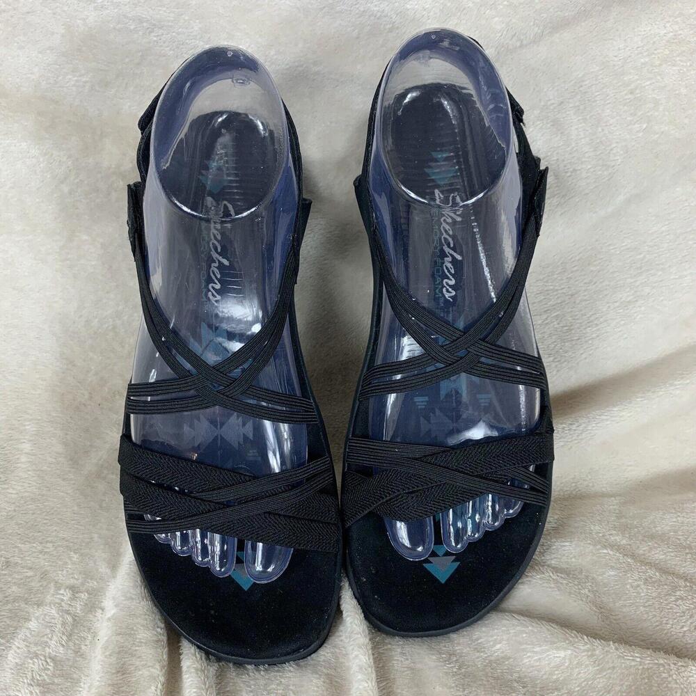 Skechers Womens Reggae Slim Takes Two Black Sandals Size 8 - 163112 BBK - Picture 2 of 10